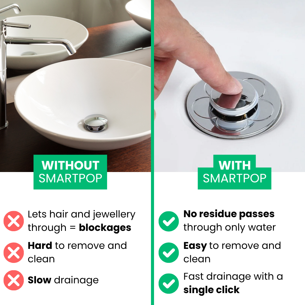 SMARTPOP | Drain Stopper With Built-in Filter