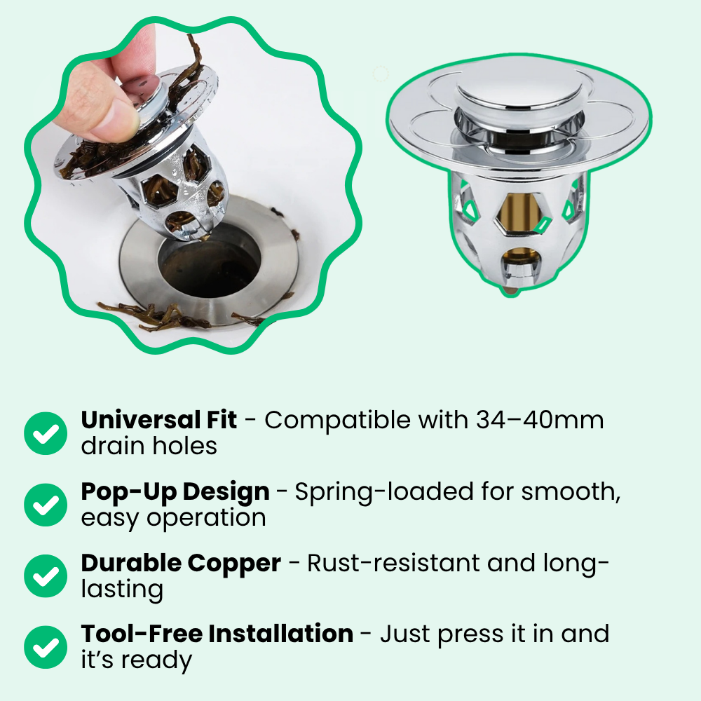 SMARTPOP | Drain Stopper With Built-in Filter