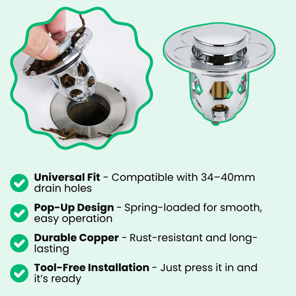 SMARTPOP | Drain Stopper With Built-in Filter