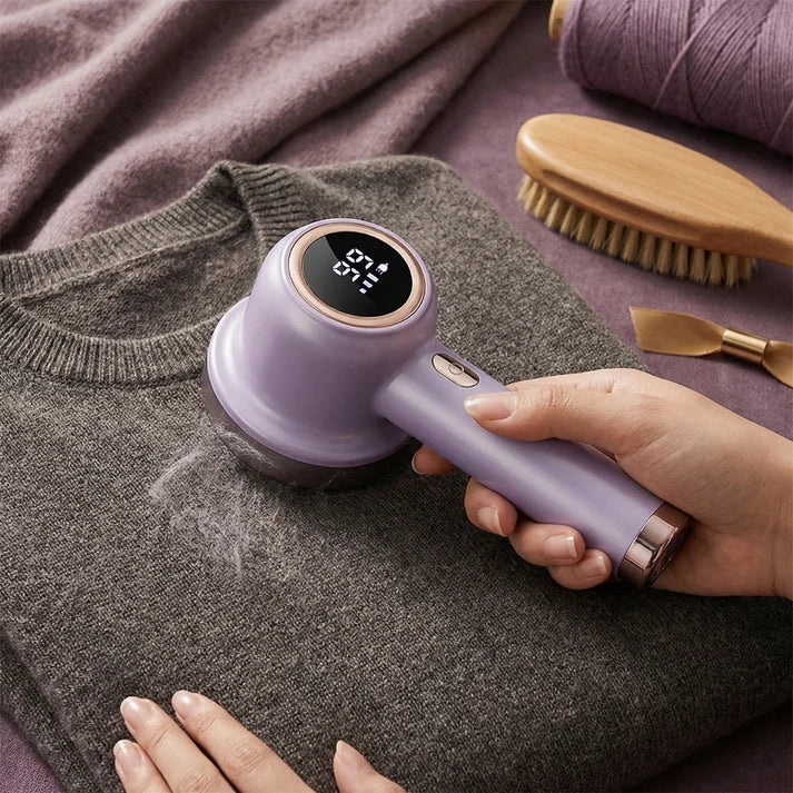 Electric Lint Remover with LED Display – Rechargeable Fabric Shaver with 3 Speed Levels & Large Lint Container