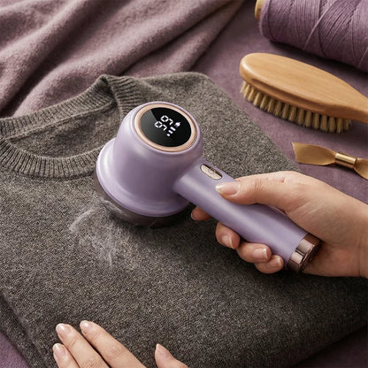 Electric Lint Remover with LED Display – Rechargeable Fabric Shaver with 3 Speed Levels & Large Lint Container