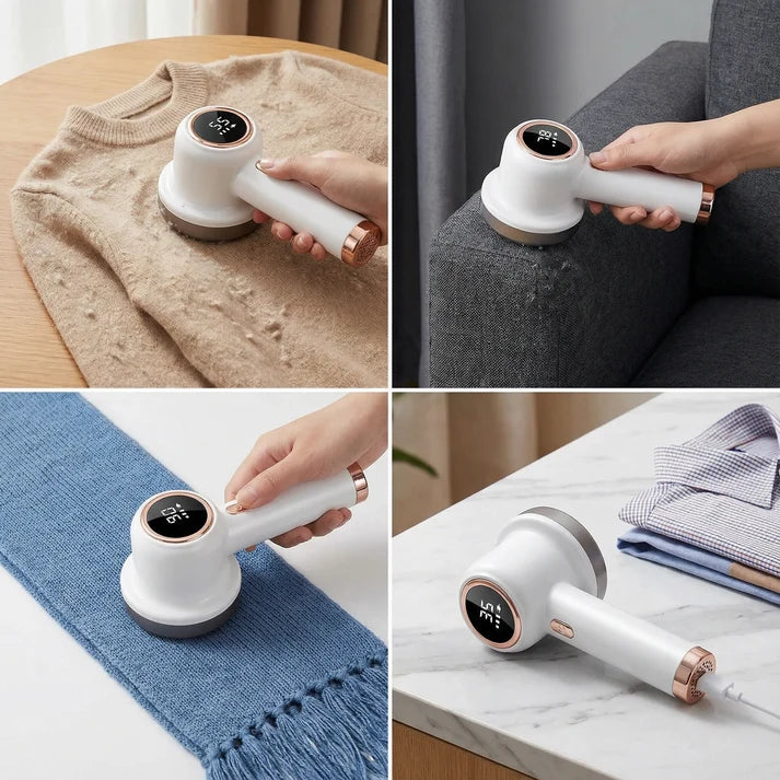 Electric Lint Remover with LED Display – Rechargeable Fabric Shaver with 3 Speed Levels & Large Lint Container